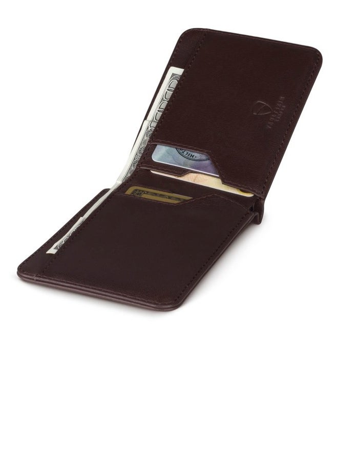 Vaultskin MANHATTAN Slim RFID Blocking Bifold Leather Wallet for Men - Minimalist Front Pocket Card Holder, Holds 9 Cards & Cash, Premium Italian Leather (Brown) - Image 2